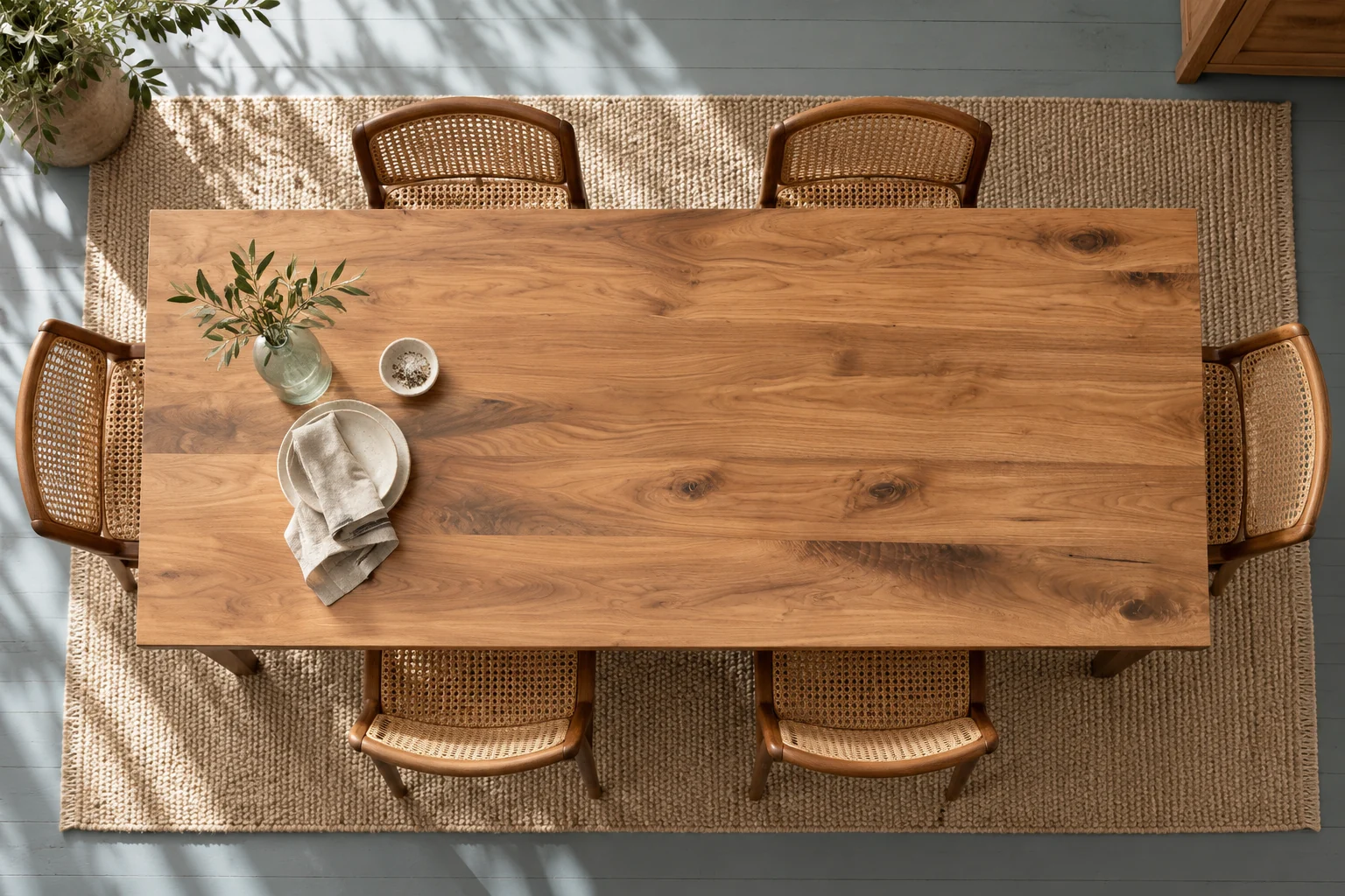 Concept rendering of the dining table in white oak